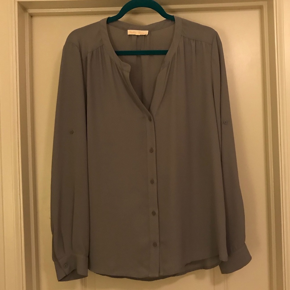 Gray Button Down Blouse - Large